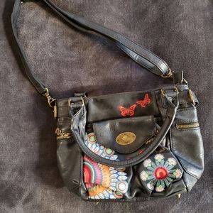 Desigual Black Leather Bag Purse
